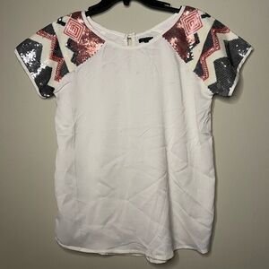 Sequin short sleeve blouse